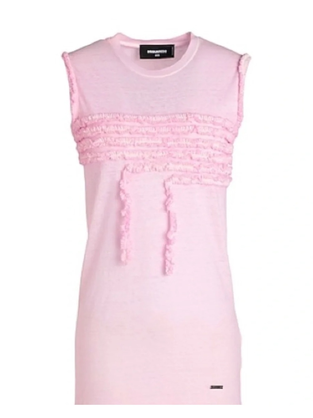 DSQUARED2 Pink Ruffle Front Tank Top Long Cool Fit Made in Italy Women’s S  NWT